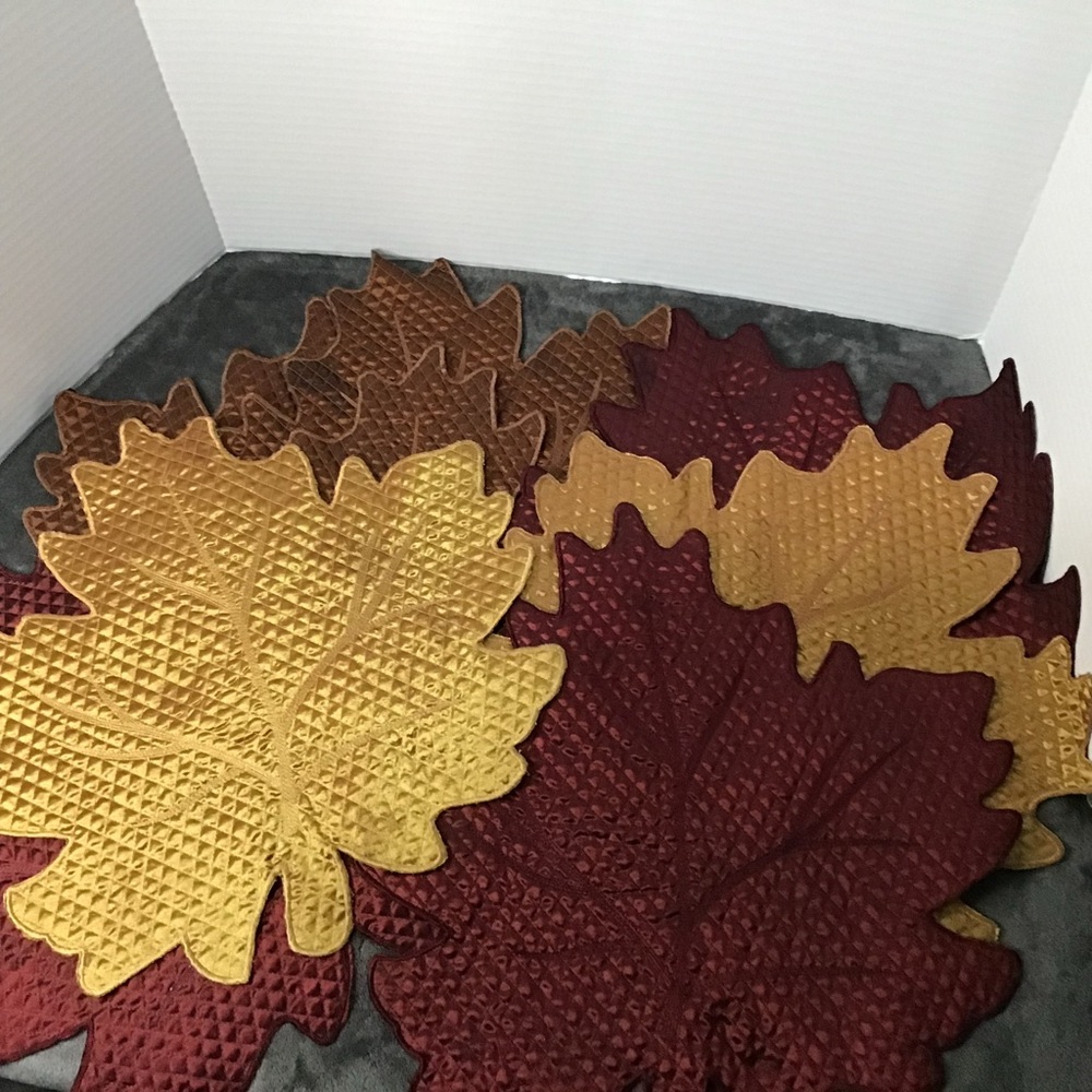 Fall Decor Bundle: Sunflower Napkin Rings +‎ Leaf Placemats Autumn Set of 12